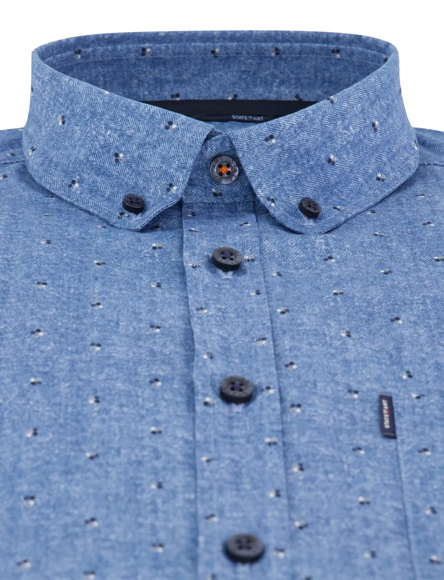 State of Art overhemd blauw katoen patroon