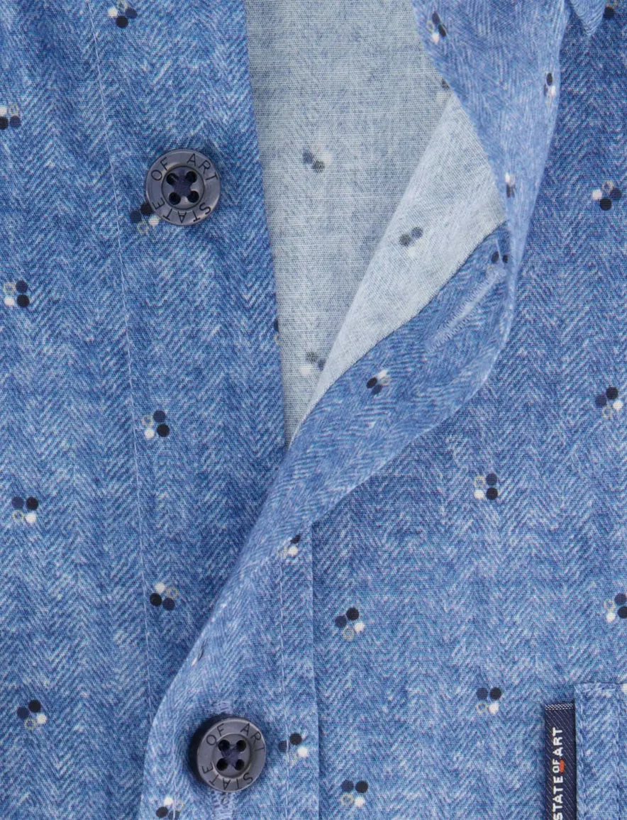 State of Art overhemd blauw katoen patroon
