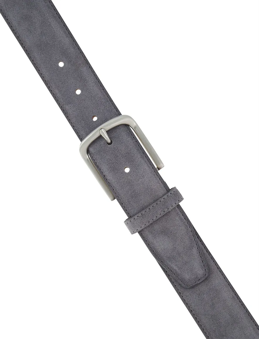 Lindenmann riem grijs leer effen