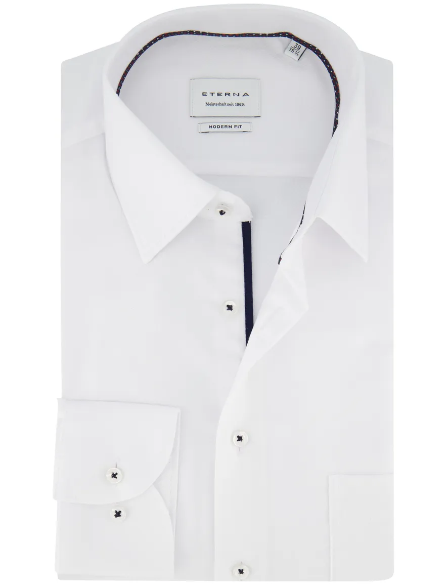 Eterna Modern fit Overhemd wit effen zakelijk katoen strijkvrij