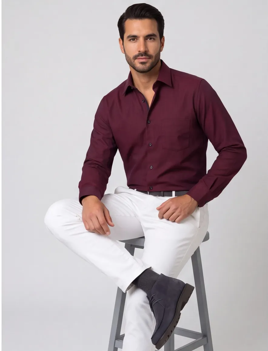 Eterna Modern fit Overhemd rood effen katoen strijkvrij