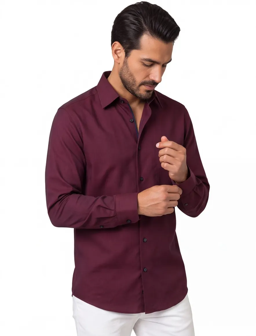 Eterna Modern fit Overhemd rood effen katoen strijkvrij