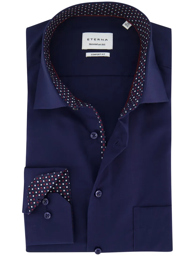 Eterna comfort fit donkerblauw effen