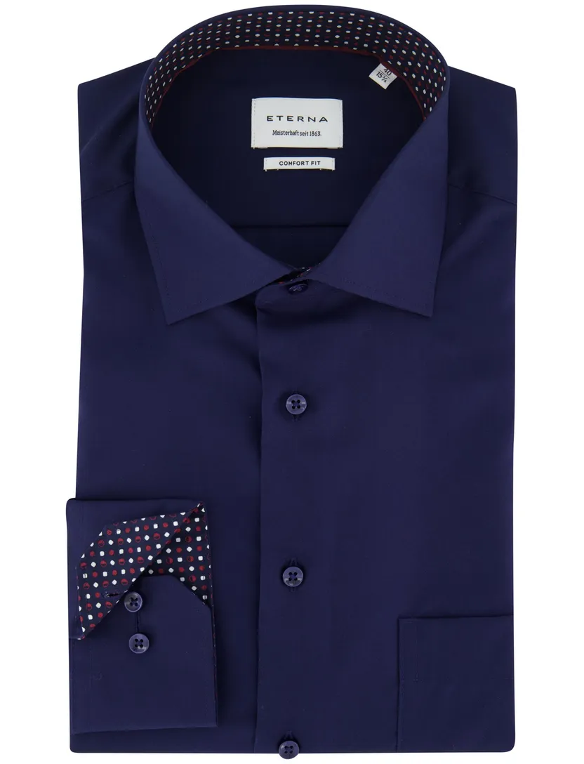 Eterna comfort fit donkerblauw effen