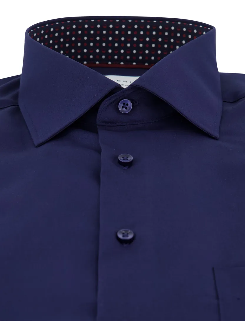 Eterna comfort fit donkerblauw effen