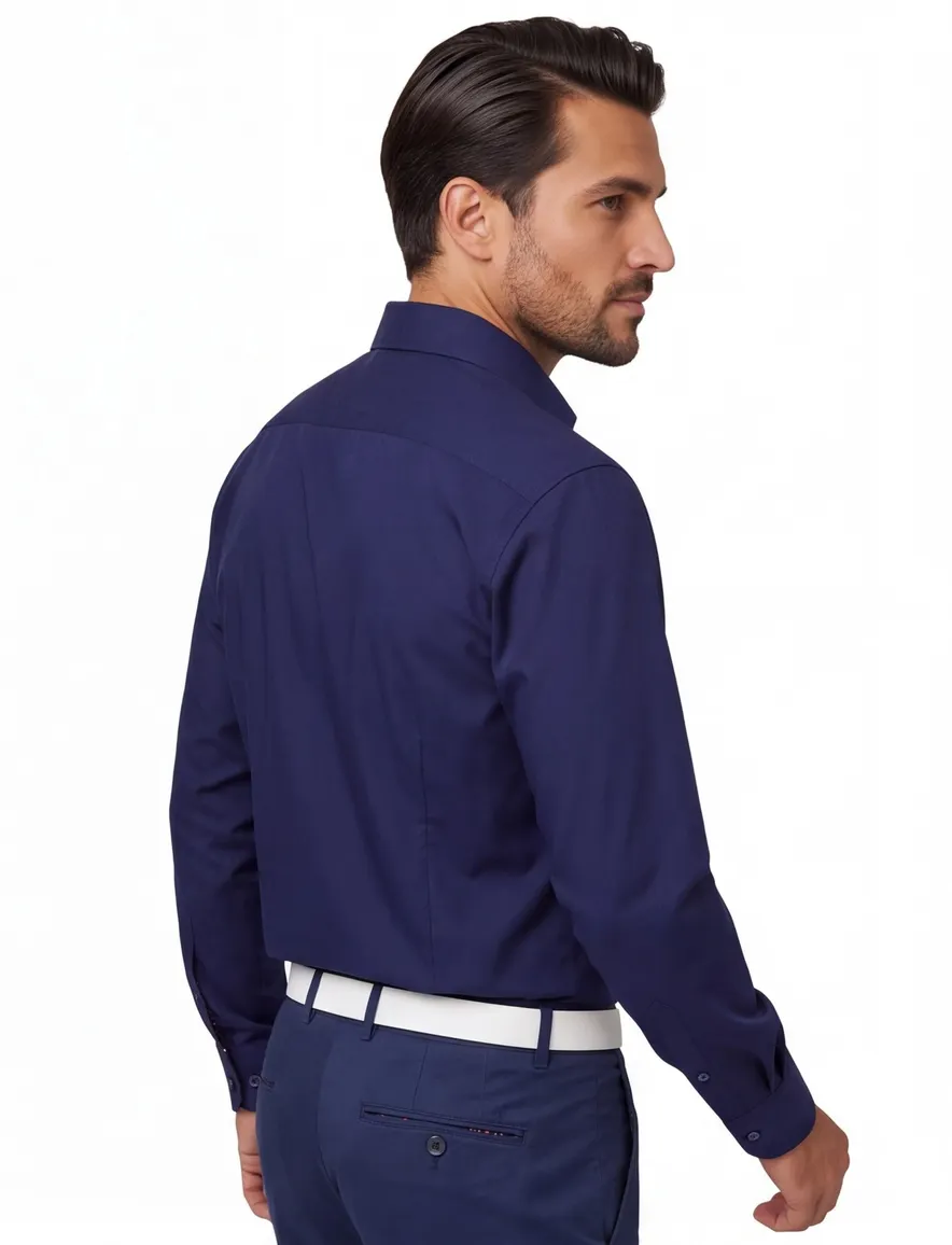 Eterna comfort fit donkerblauw effem semi-wide collar
