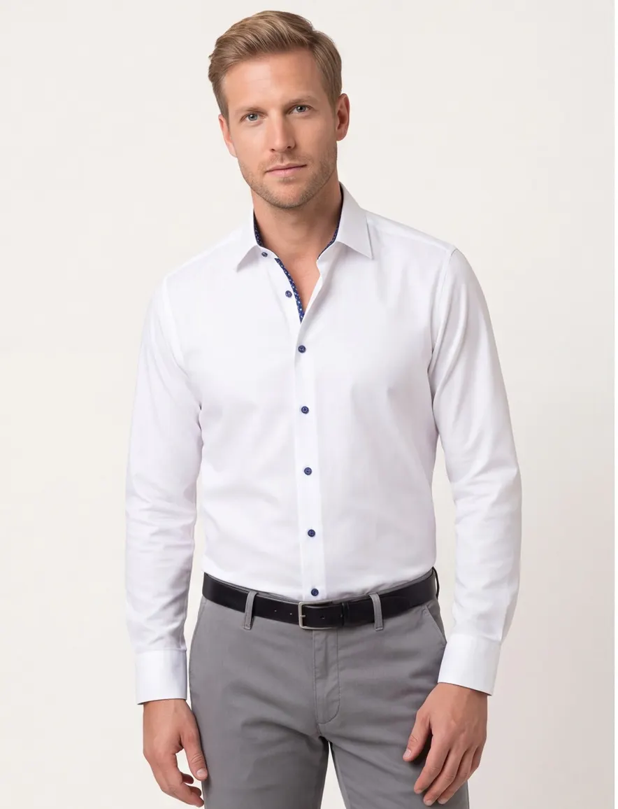 Eterna Slim Fit Overhemd wit strijkvrij katoen