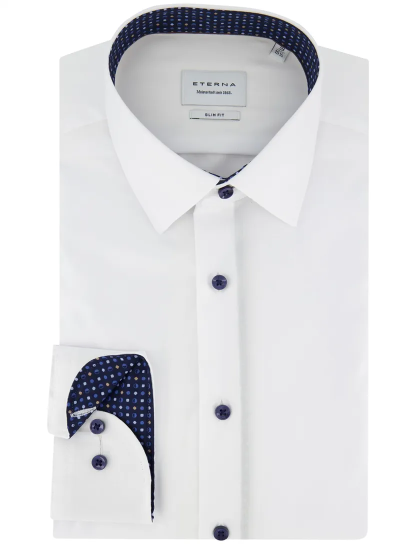 Overhemd Eterna Slim Fit wit katoen strijkvrij