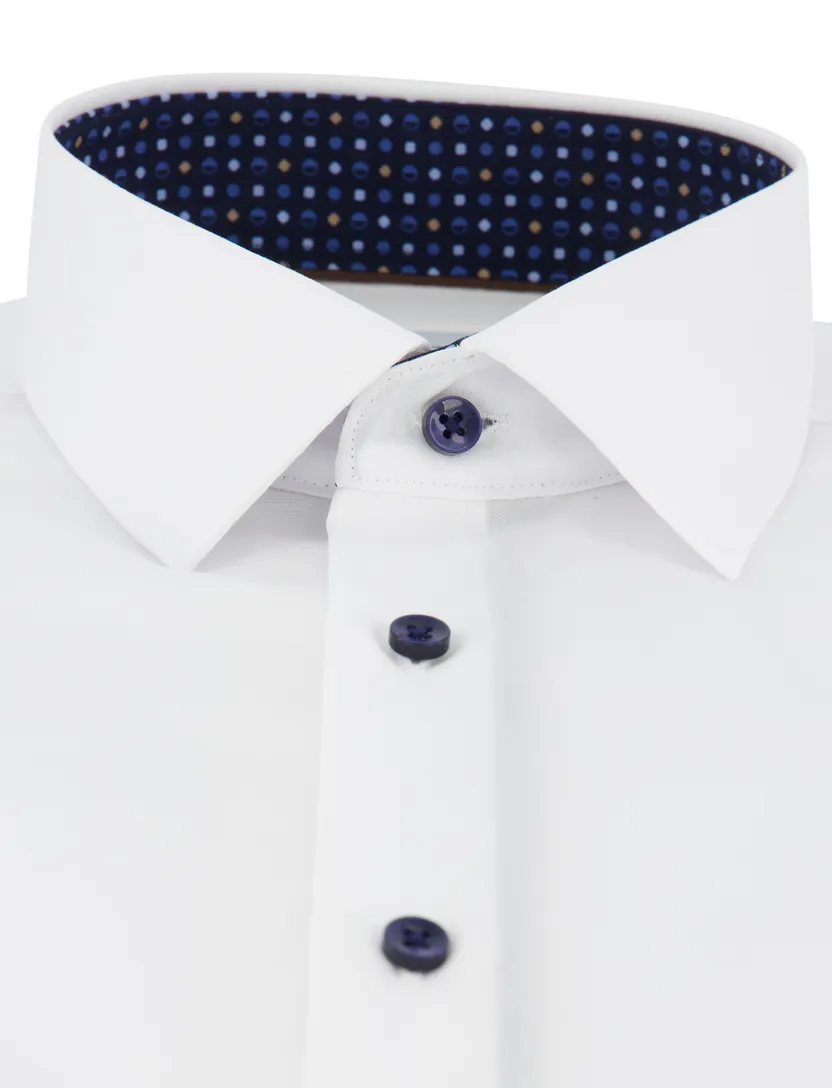 Overhemd Eterna Slim Fit wit katoen strijkvrij