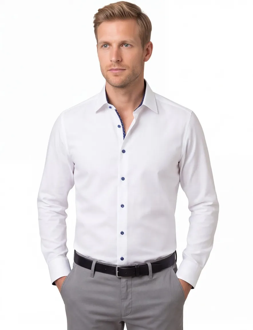 Eterna Slim Fit Overhemd wit strijkvrij katoen
