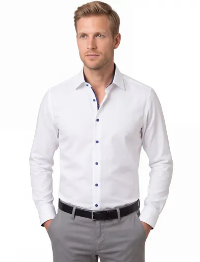 Eterna Overhemd Eterna Slim Fit wit katoen strijkvrij