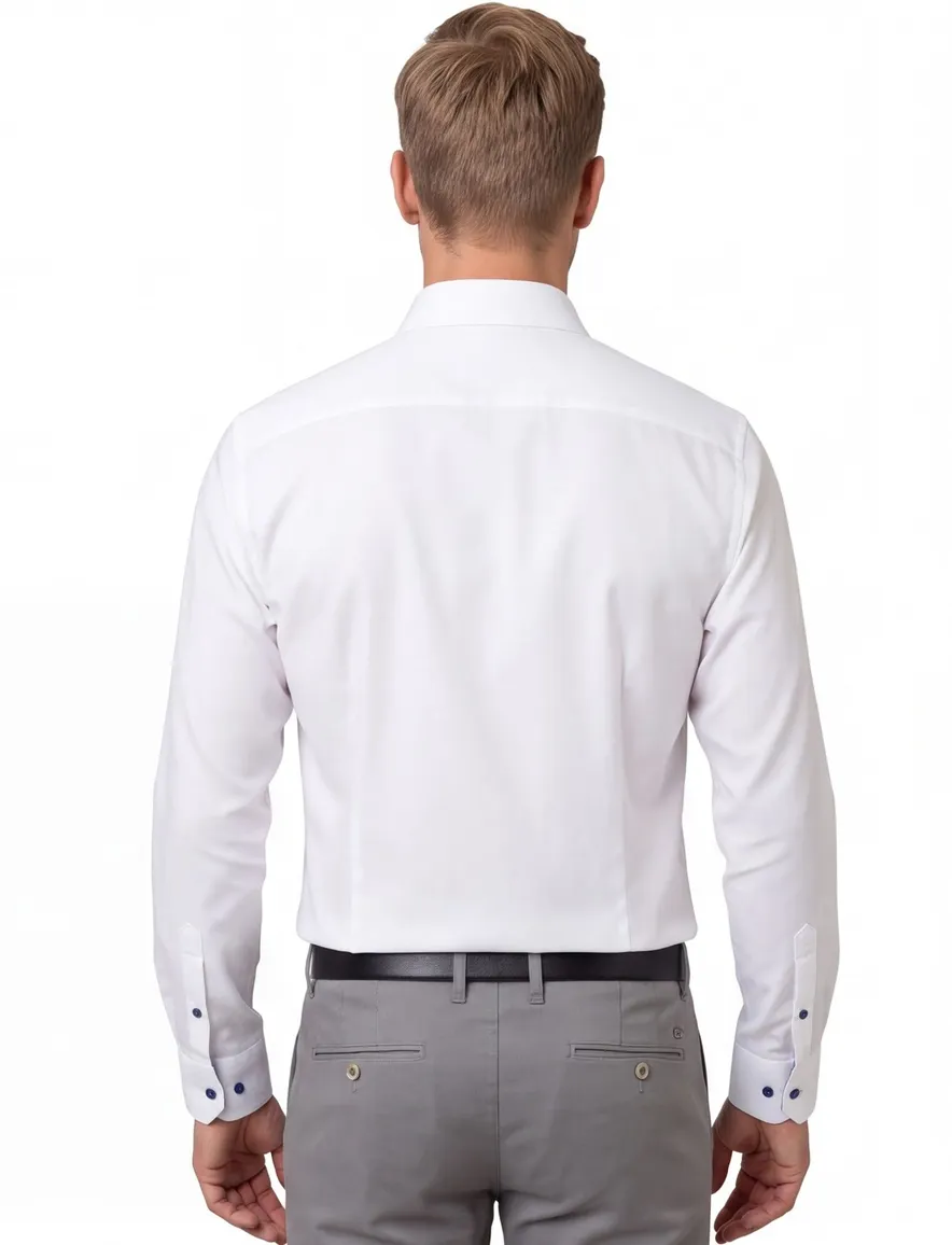 Eterna Slim Fit Overhemd wit strijkvrij katoen