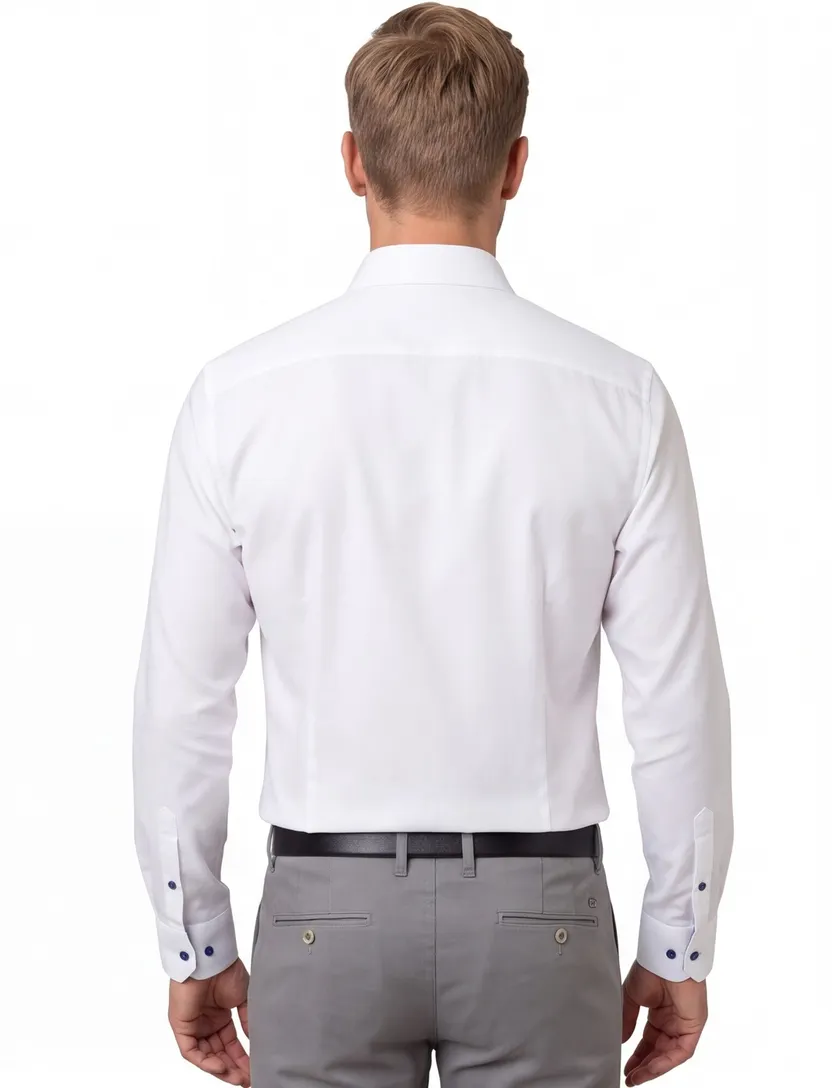 Overhemd Eterna Slim Fit wit katoen strijkvrij