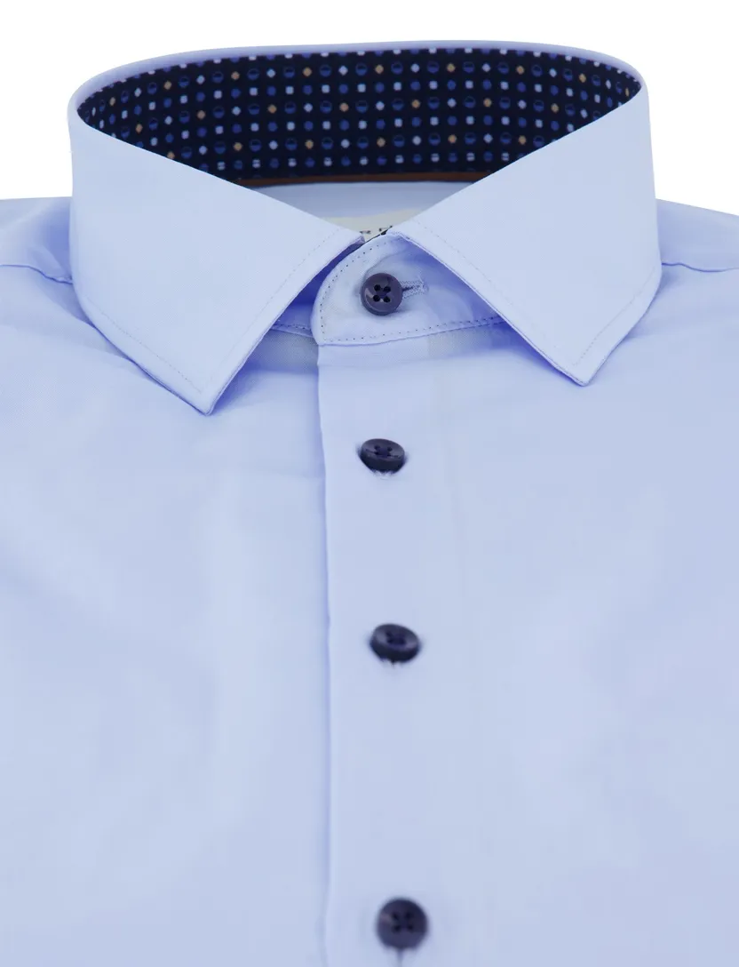 Eterna overhemd slim fit blauw effen strijkvrij