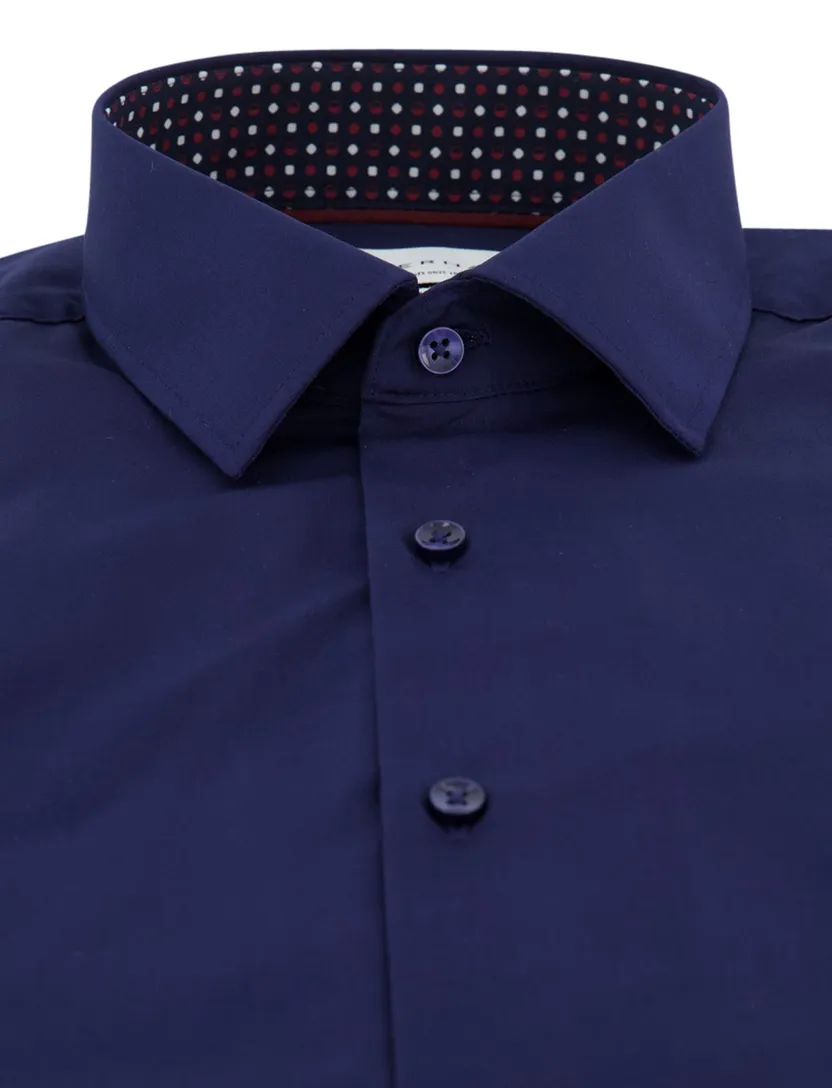 Eterna overhemd ml 5 donkerblauw strijkvrij