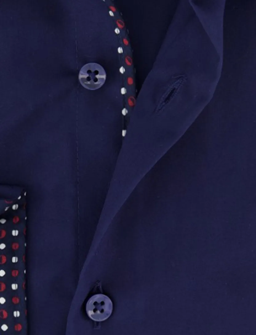Eterna overhemd ml 5 donkerblauw strijkvrij