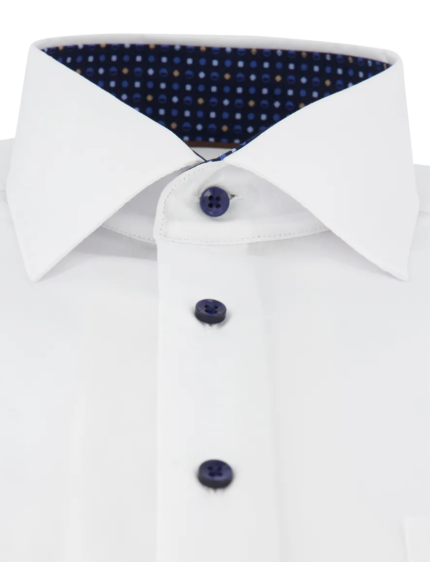 Eterna Modern fit Overhemd wit donkere knoop effen strijkvrij