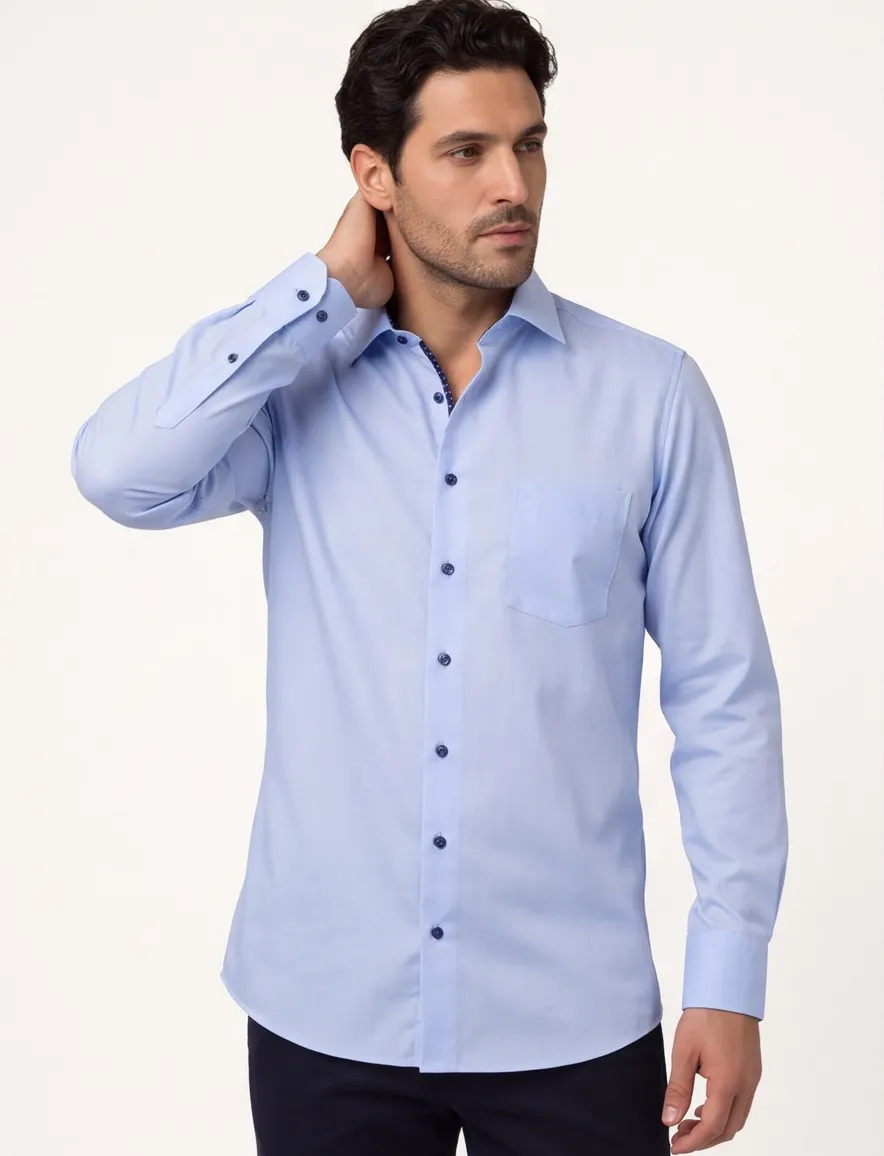Eterna overhemd ml 5 blauw effen modern fit