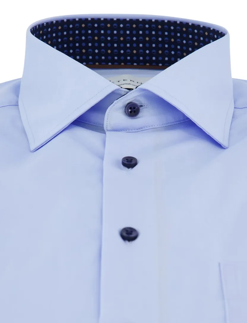 Eterna overhemd ml 5 blauw effen
