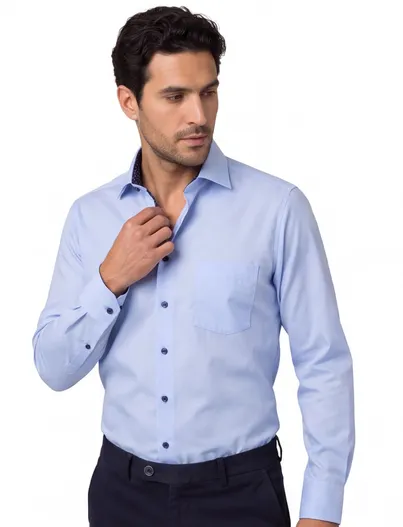 Eterna Eterna overhemd ml 5 blauw effen