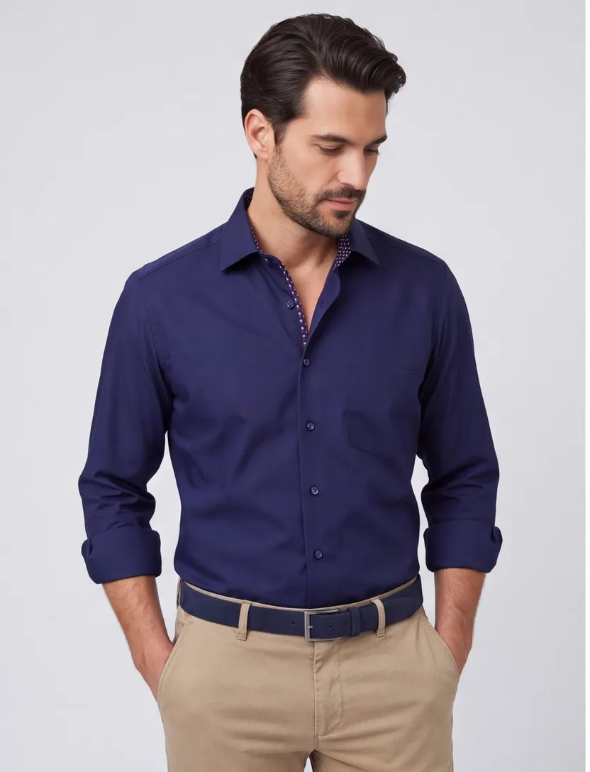 Eterna overhemd ml 5 donkerblauw strijkvrij modern fit