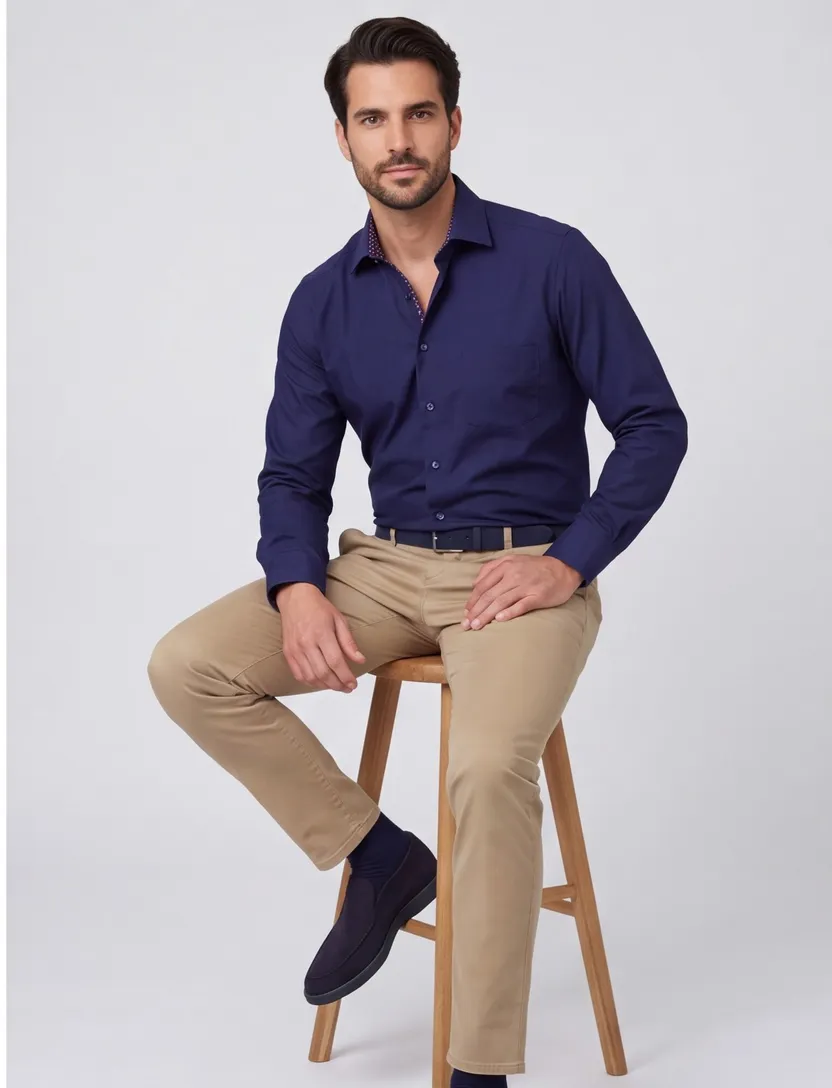 Eterna overhemd ml 5 donkerblauw strijkvrij modern fit