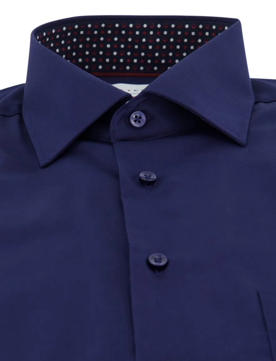 Eterna overhemd ml 5 donkerblauw strijkvrij modern fit borstzak