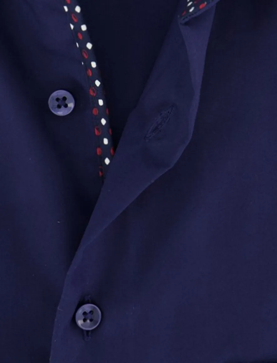 Eterna overhemd ml 5 donkerblauw strijkvrij modern fit borstzak
