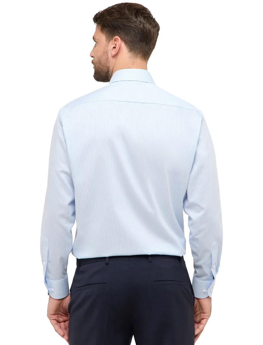 Overhemd Eterna Comfort fit lichtblauw gestreept katoen
