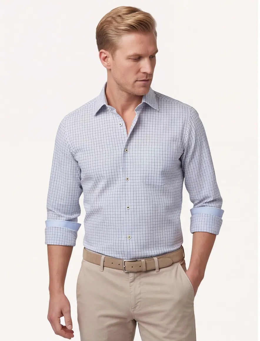 Overhemd Eterna Modern Fit met borstzak katoen lichtblauw