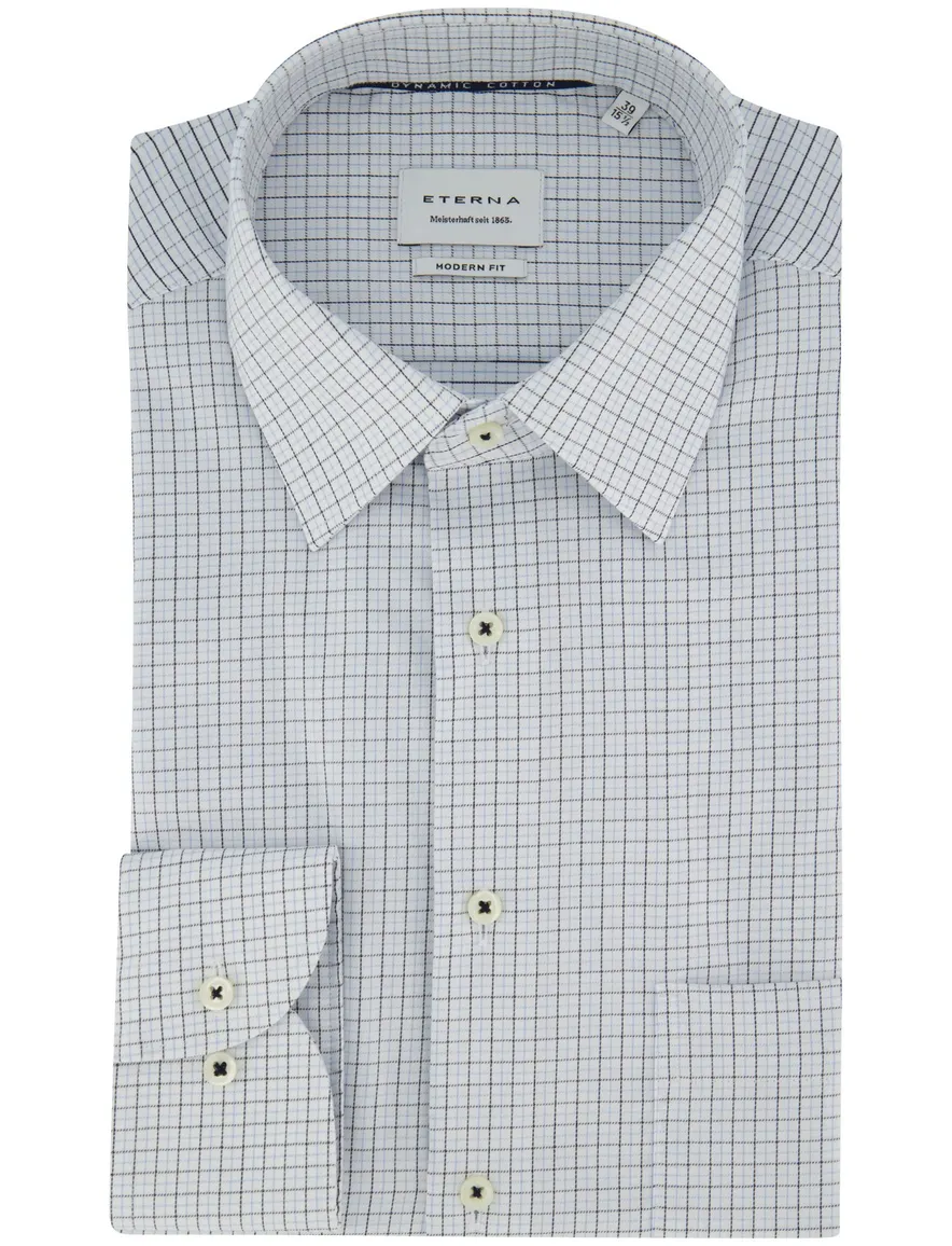 Overhemd Eterna Modern Fit met borstzak katoen lichtblauw