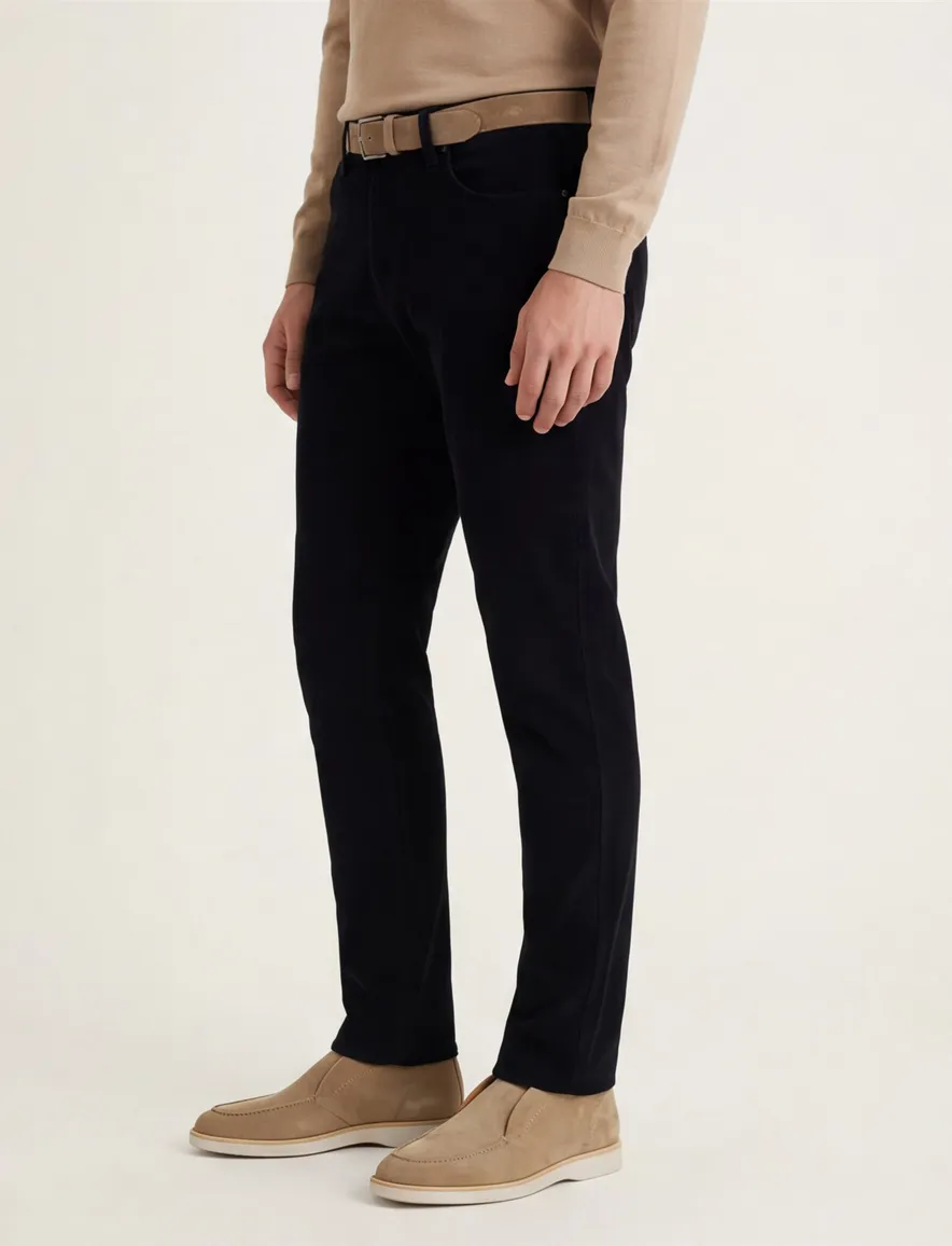 Katoenen slim fit rib pantalon Gardeur donkerblauw