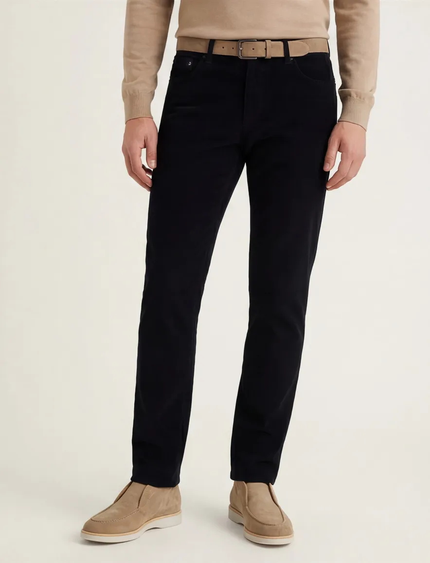 Katoenen slim fit rib pantalon Gardeur donkerblauw