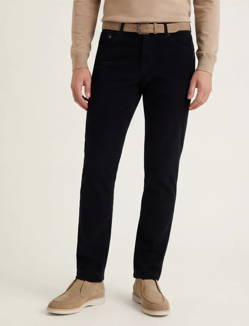 Slim fit Gardeur pantalon donkerblauw katoen