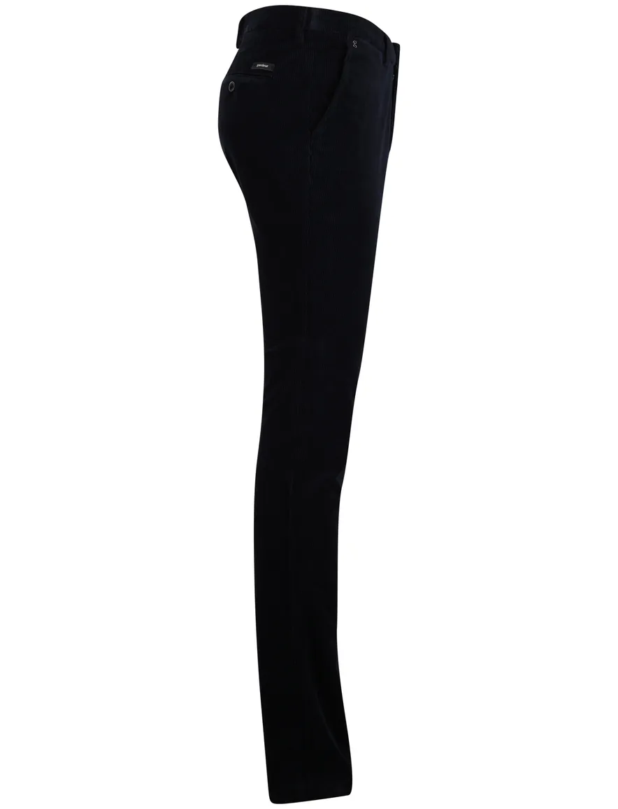Katoenen slim fit rib pantalon Gardeur donkerblauw