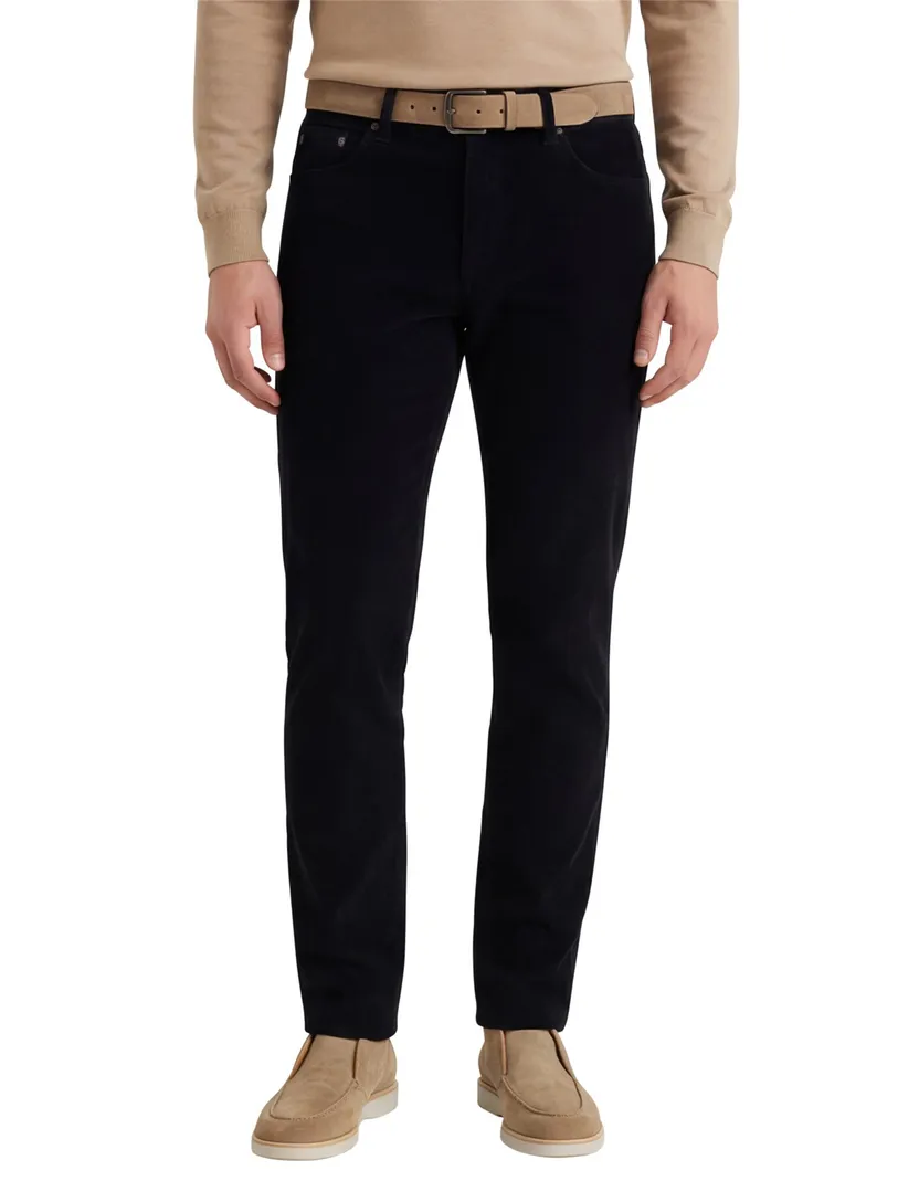 Slim fit Gardeur pantalon donkerblauw katoen