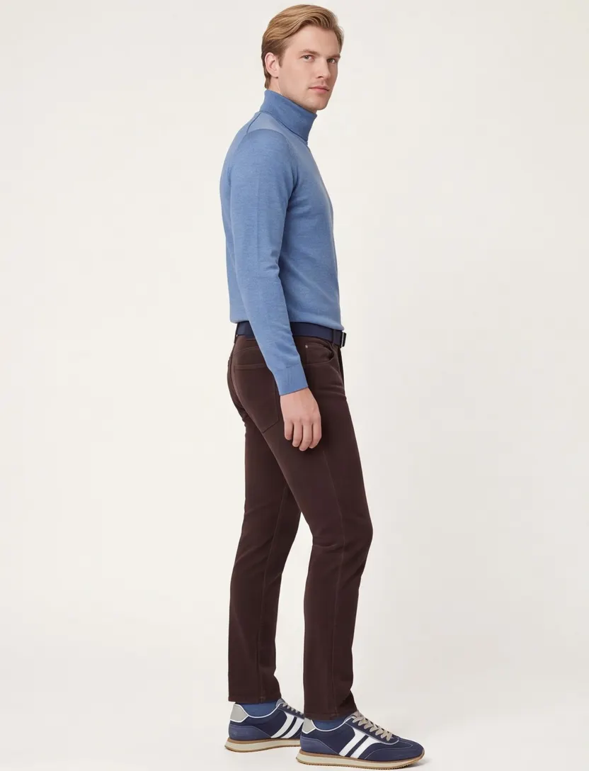Effen corduroy Gardeur 5-pocket broek bruin