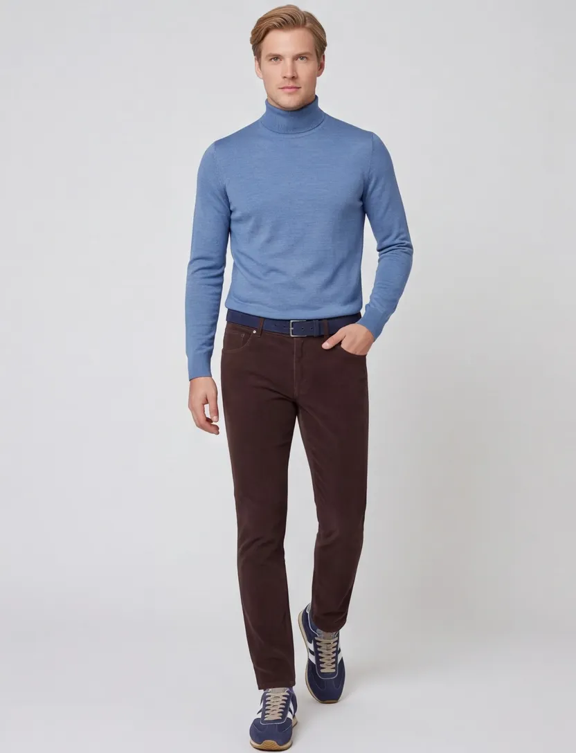 Effen corduroy Gardeur 5-pocket broek bruin