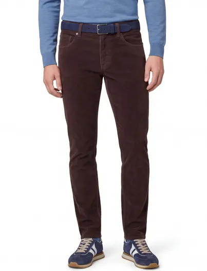 Gardeur Effen corduroy Gardeur 5-pocket broek bruin