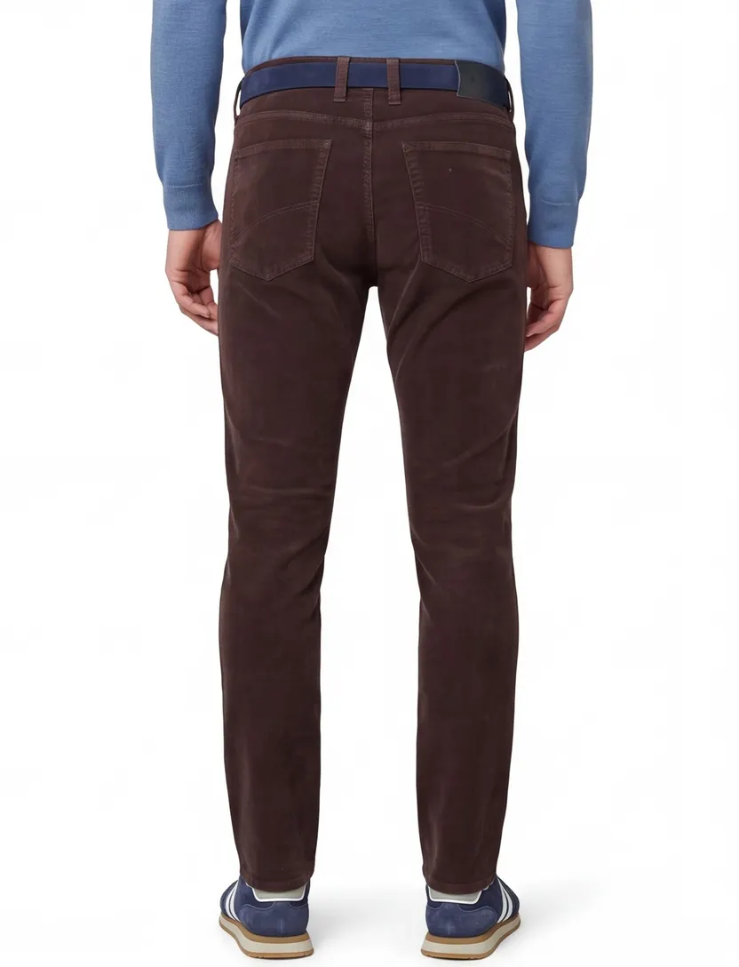 Effen corduroy Gardeur 5-pocket broek bruin