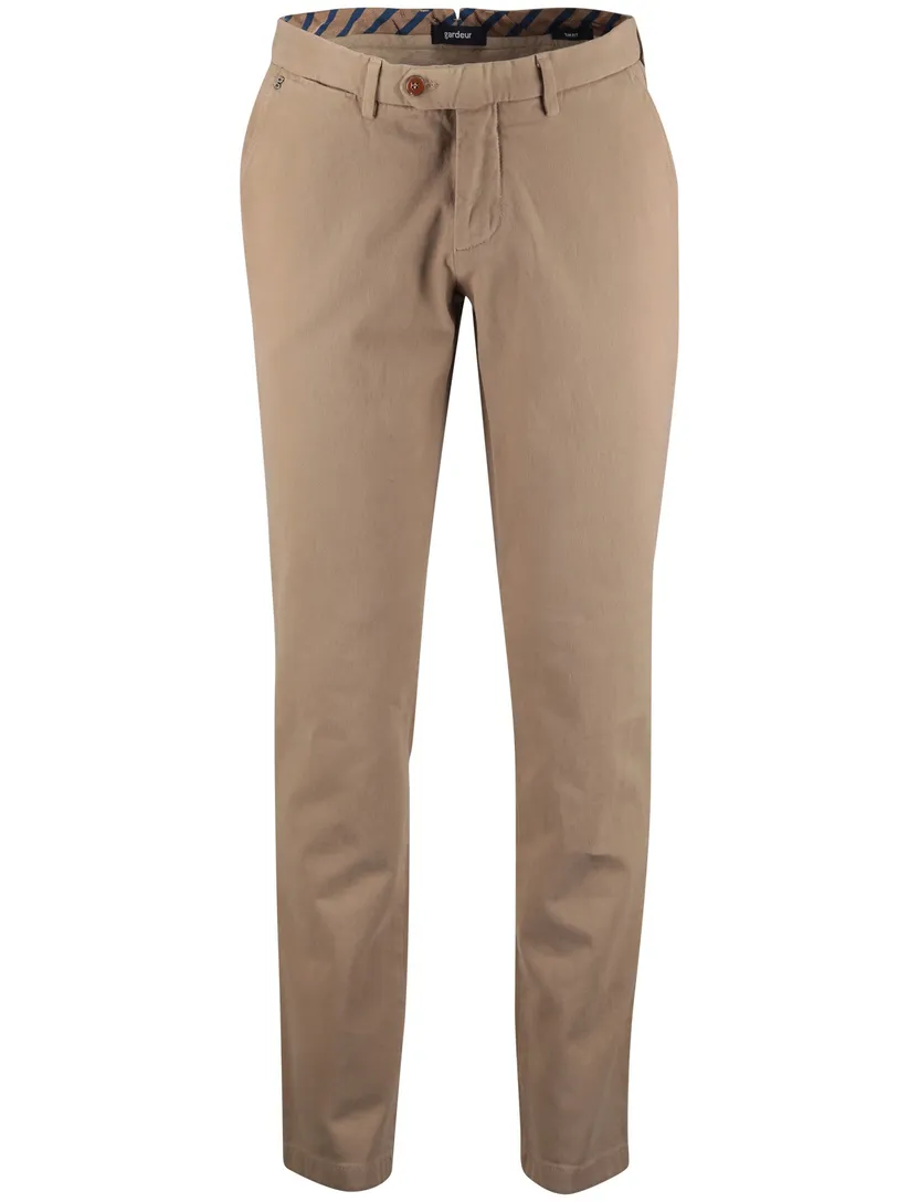 Katoenen slim fit pantalon Gardeur beige