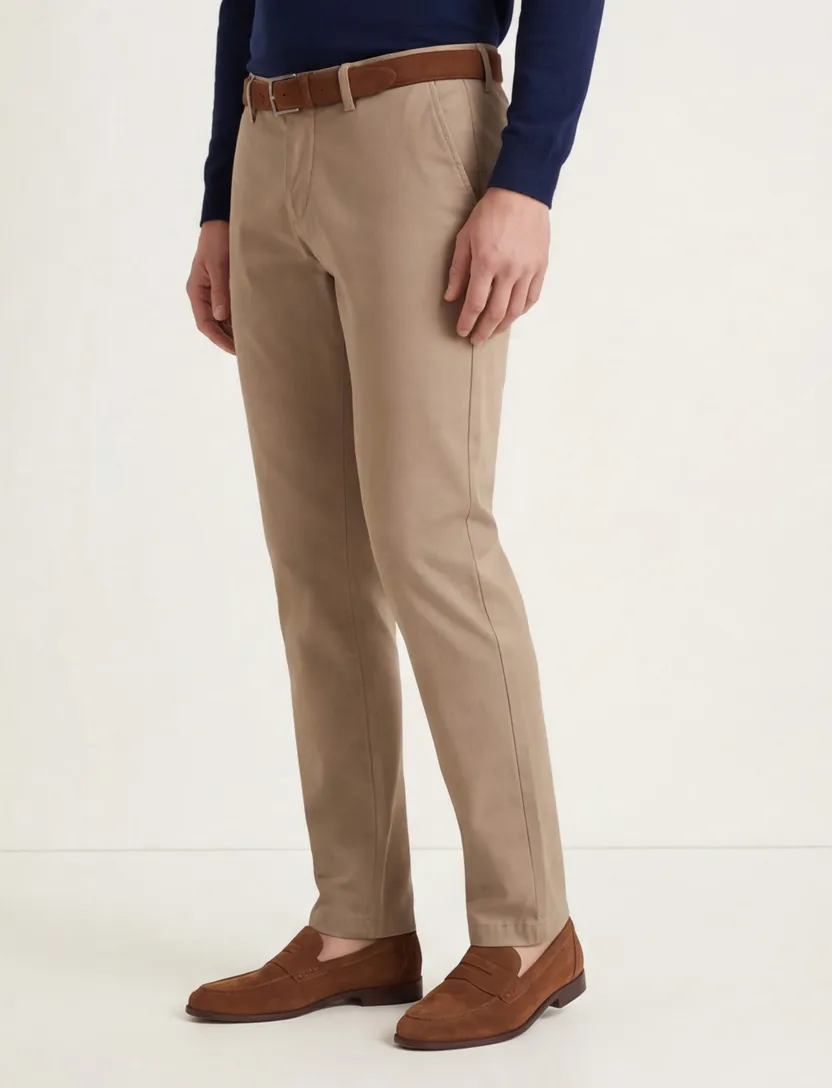 Katoenen slim fit pantalon Gardeur beige