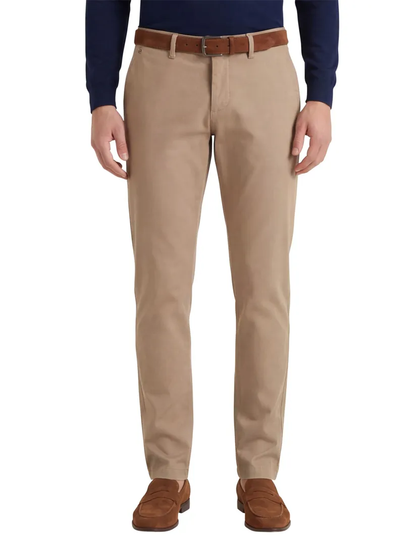 Katoenen slim fit pantalon Gardeur beige