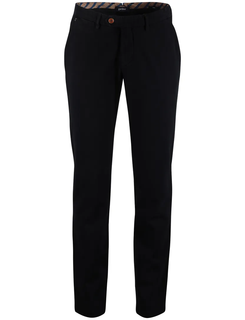 Slim fit Gardeur katoenen broek donkerblauw effen