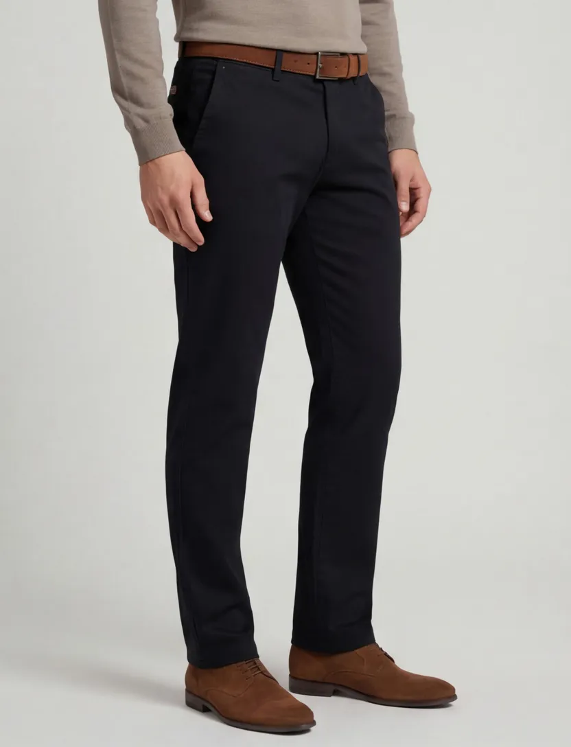 Slim fit Gardeur katoenen broek donkerblauw effen
