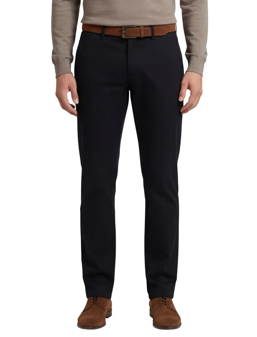 Slim fit Gardeur katoenen broek donkerblauw effen