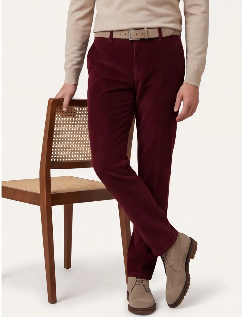 katoenen broek M.E.N.S. bordeaux