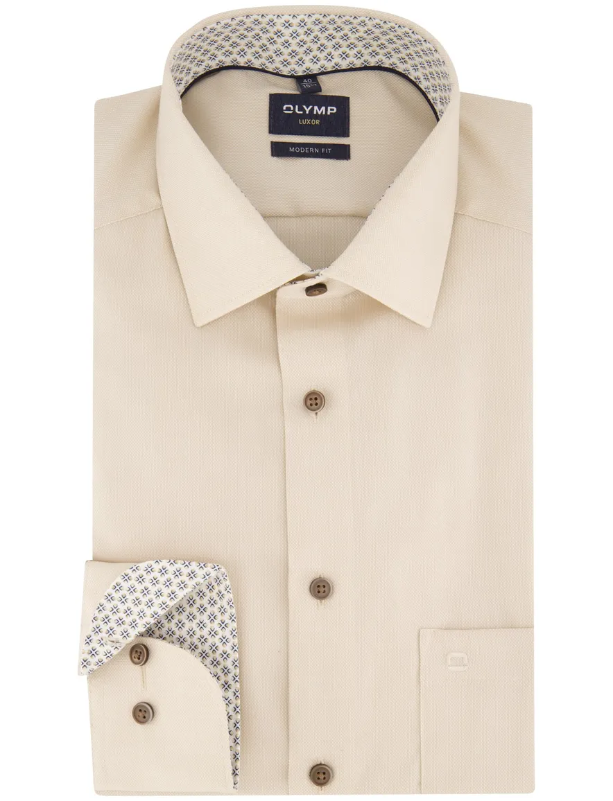 Olymp overhemd beige effen