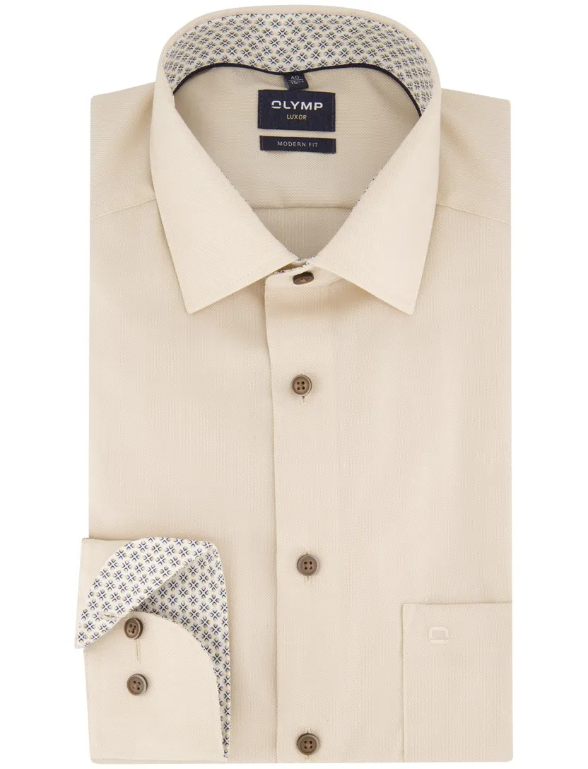Overhemd Olymp beige katoen