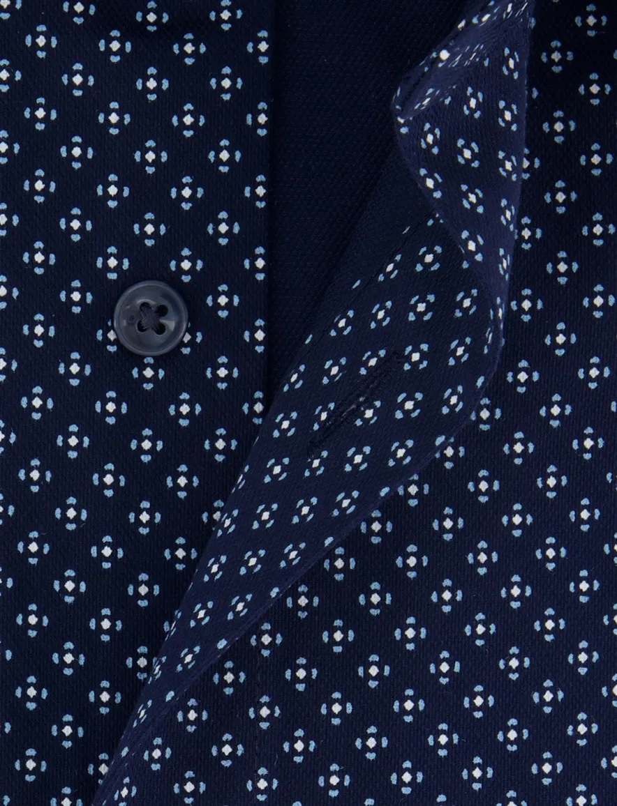 Olymp Luxor Modern Fit Overhemd donkerblauw katoen geprint